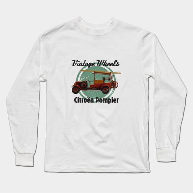 Vintage Wheels - Citroën Pompier Long Sleeve T-Shirt by DaJellah